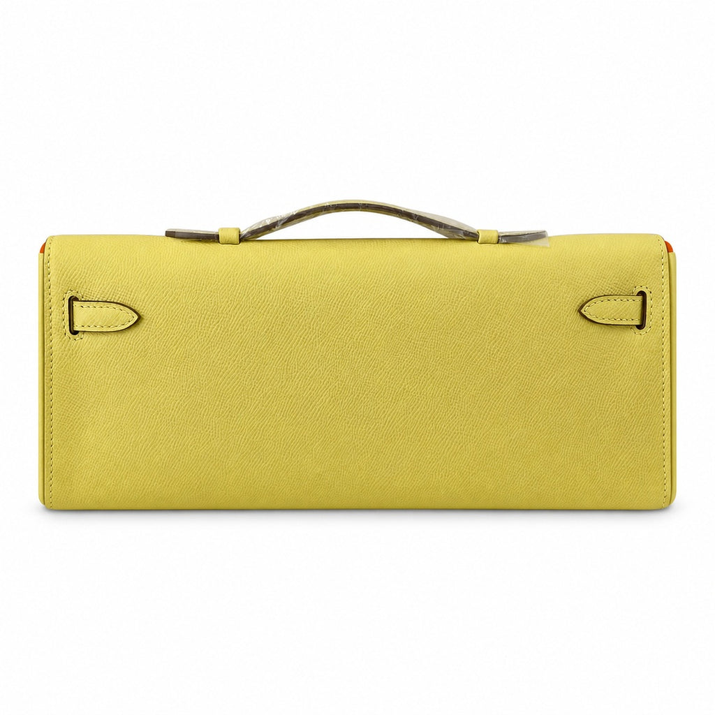 Kelly cut 31 handbag Epsom chick yellow Silver Buckle — Polished Compact Clutch