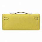Kelly cut 31 handbag Epsom chick yellow Silver Buckle — Polished Compact Clutch