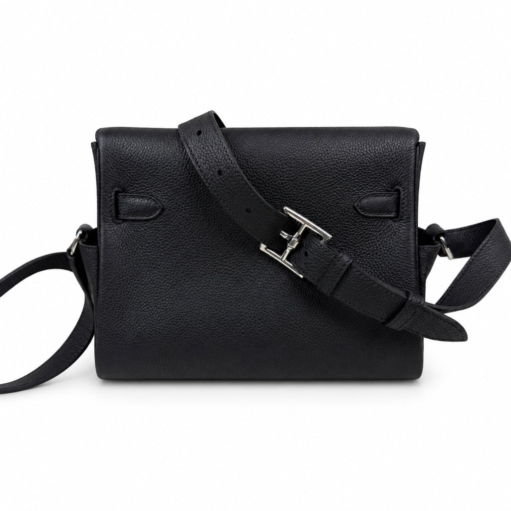 Kelly Messenger messenger bag for men and women, Black Silver Buckle, imported leather, all-steel hand-waxed thread, the highest cost-effectiveness — Versatile Structured Bag