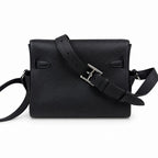 Kelly Messenger messenger bag for men and women, Black Silver Buckle, imported leather, all-steel hand-waxed thread, the highest cost-effectiveness — Versatile Structured Bag