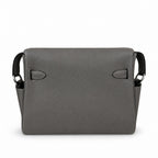 Kelly Messenger messenger bag for men and women, pewter gray Silver Buckle, imported leather, all-steel hand-waxed thread, the highest — Refined Top-Handle Bag