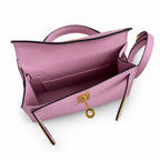 handmade Mini Kelly II 19cm imported Epsom Leather, malva purple, Gold Buckle — Polished Compact Handbag