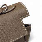 Kelly 25cm in Elephant Gray Epsom Leather with Silver Buckle Handmade — Distinctive Hand-Carry Bag