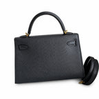 Mini Kelly II 19cm Epsom Leather Black Gold Buckle — Refined Mini Handbag