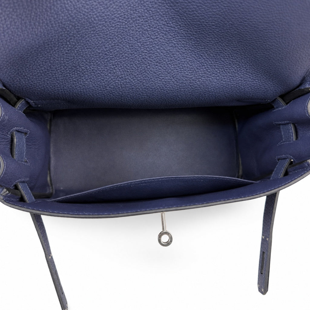 Kelly Messenger messenger bag for men and women, sapphire blue Silver Buckle, imported leather, all-steel hand-waxed thread, the best value for — Structured Top-Handle Handbag