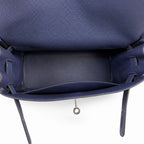 Kelly Messenger messenger bag for men and women, sapphire blue Silver Buckle, imported leather, all-steel hand-waxed thread, the best value for — Structured Top-Handle Handbag