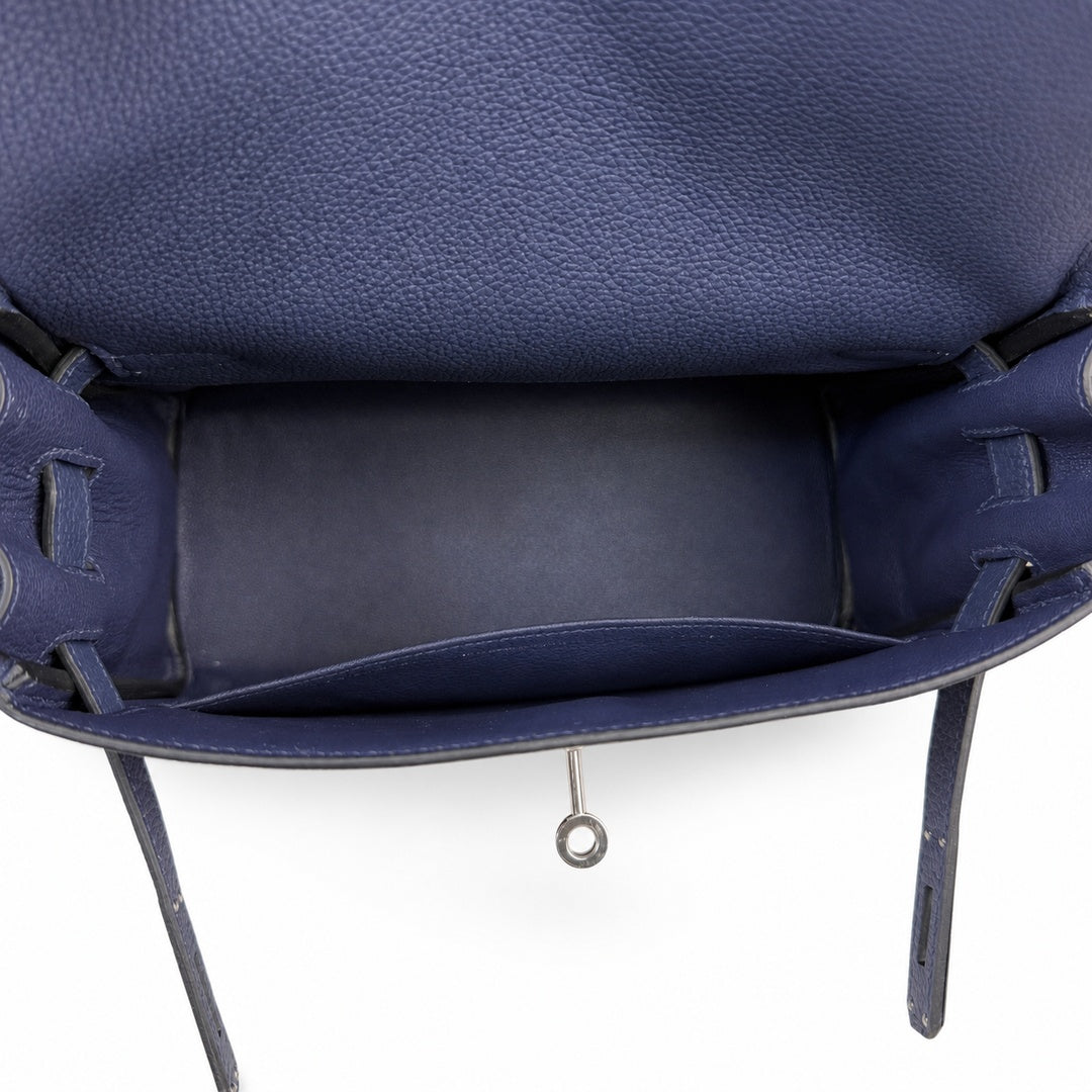 Kelly Messenger messenger bag for men and women, sapphire blue Silver Buckle, imported leather, all-steel hand-waxed thread, the best value for — Structured Top-Handle Handbag