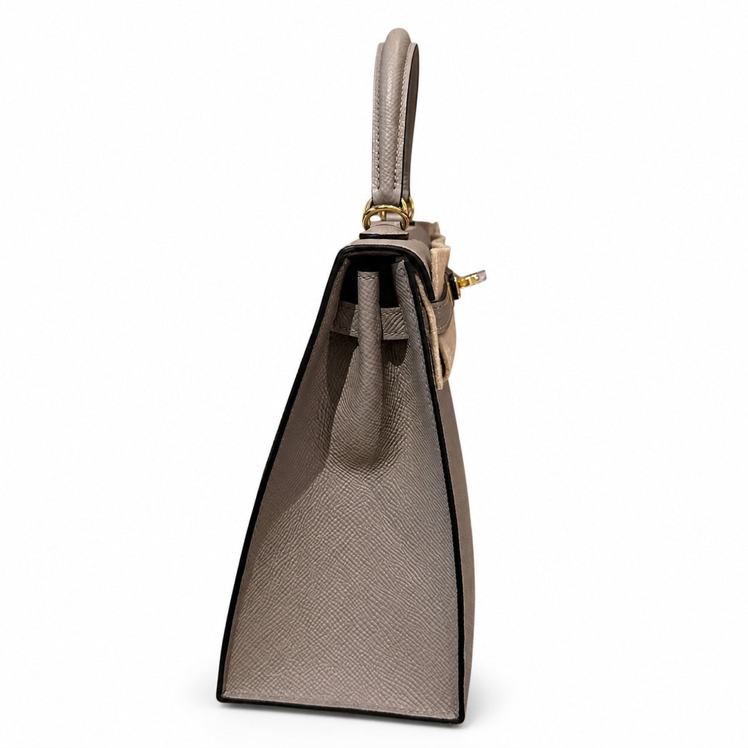 Kelly 25cm Epsom Leather with Gold Buckle Handmade — Elegant Structured Carry Style