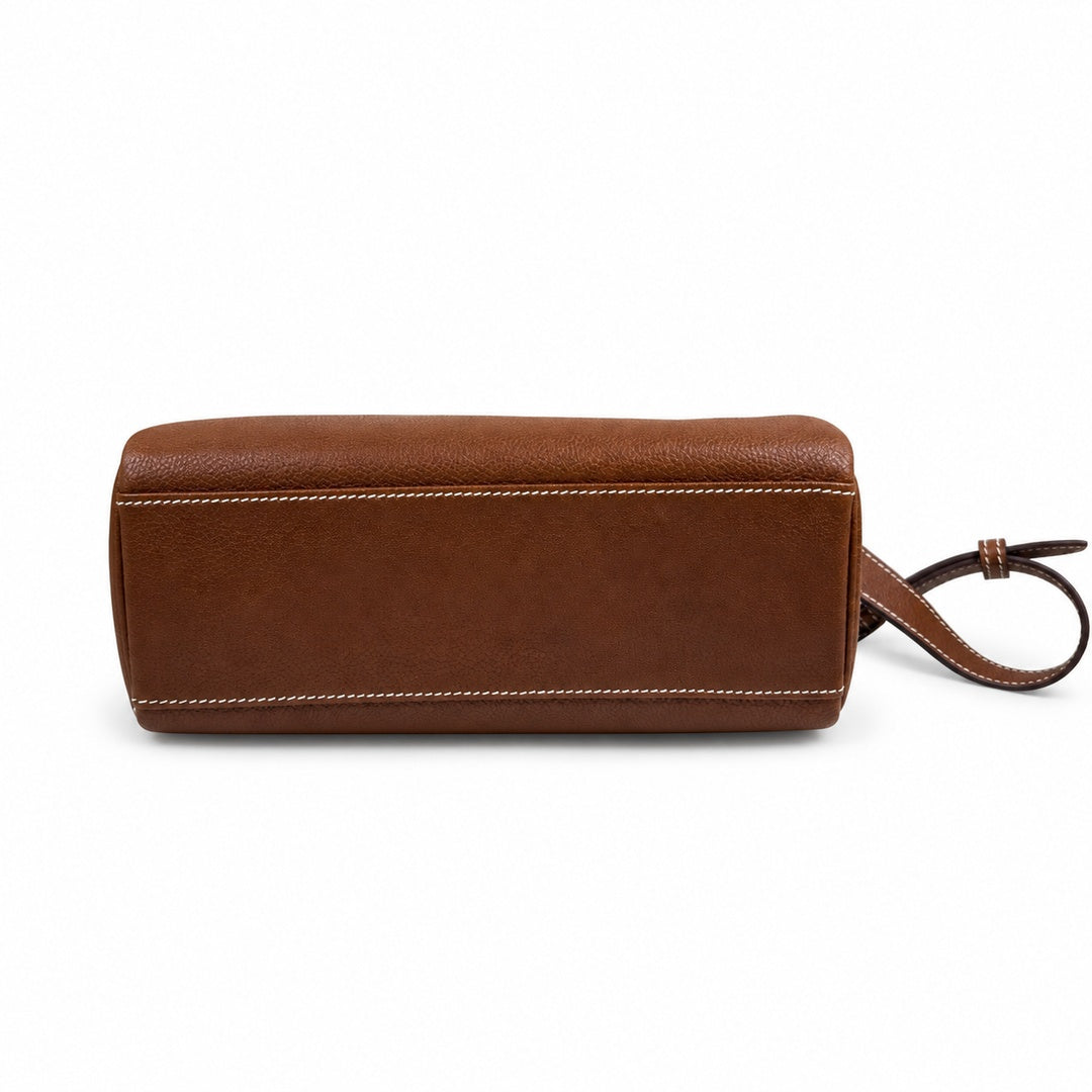 Kelly Messenger messenger bag for men and women, Fubao leather Gold Brown Gold Buckle, imported leather, all-steel hand-waxed thread, the highest — Versatile Structured Bag