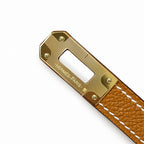 Kelly to go Color: ck37/Gold Size: 19*11.5*1.5cm Leather: Epsom Hardware: Gold Kelly crossbody bag, Golden Brown, cowhide, Gold Buckle, handmade P — Elegant Petite Clutch