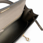 Kelly 25 M8 asphalt gray Gold Buckle Epsom pure handmade wax thread — Refined Top-Handle Bag