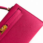 handmade Mini Kelly II 19cm imported Epsom Leather Pink Gold Buckle — Timeless Mini Top-Handle Design