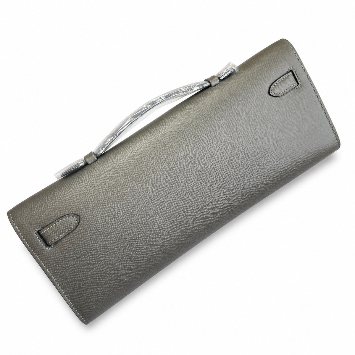 Kelly Cut 31 Clutch Epsom Leather Pewter Gray — Sophisticated Evening Clutch
