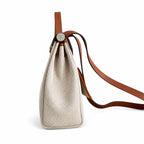 Herbag 31cm Saddle-Inspired Canvas Body with Leather Handle and Shoulder Strap — Distinctive Saddle-Inspired Handbag