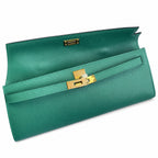 Kelly Cut 31 Clutch Epsom Leather Malachite Green — Distinctive Slim Carry Style