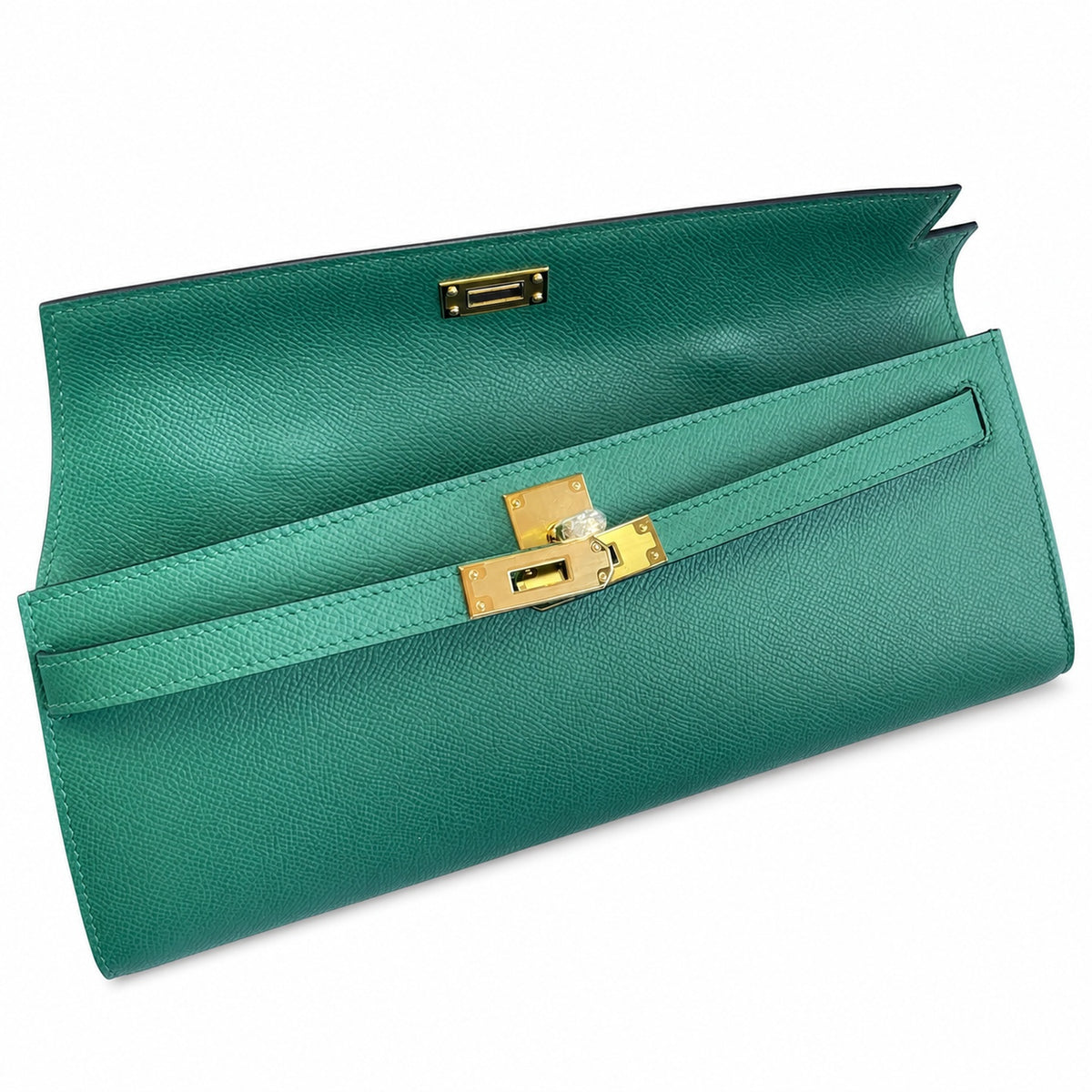Kelly Cut 31 Clutch Epsom Leather Malachite Green — Distinctive Slim Carry Style