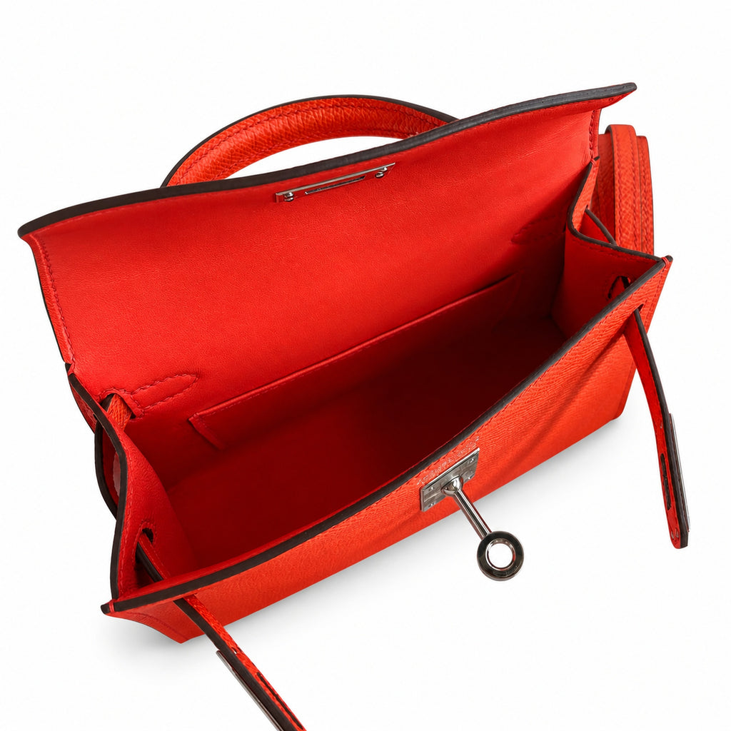 handmade Mini Kelly II 19cm imported Epsom Leather Texas Pink Silver Buckle — Compact Top-Handle Bag