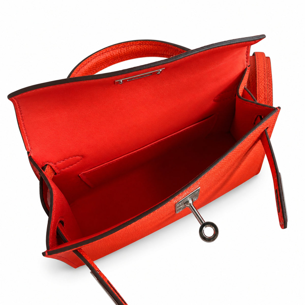 handmade Mini Kelly II 19cm imported Epsom Leather Texas Pink Silver Buckle — Compact Top-Handle Bag