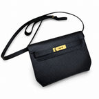 Kelly Depeches 25cm Epsom Leather 89 Black Gold Buckle — Sophisticated Compact Carry