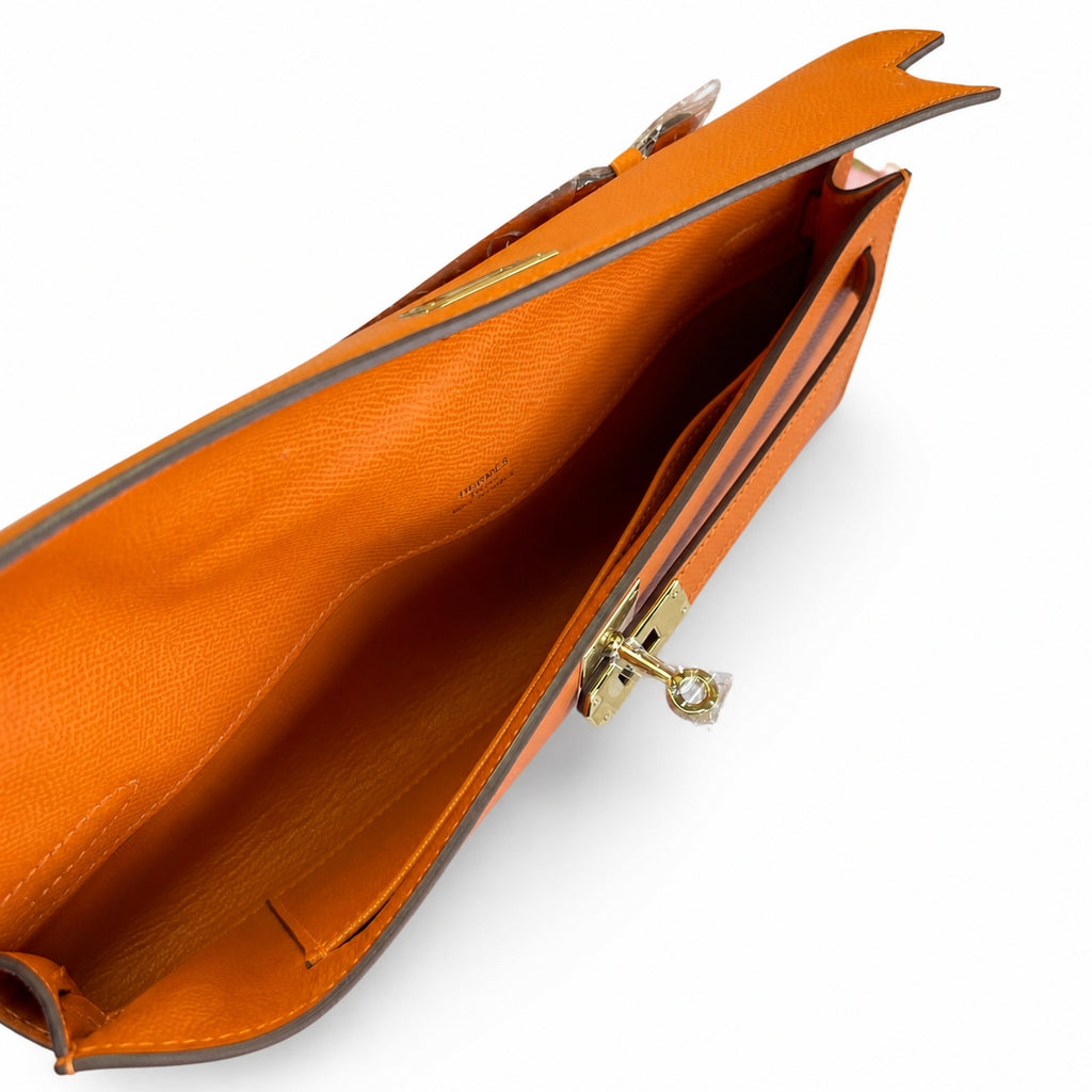 Kelly Cut 31 Clutch Epsom Leather Orange — Streamlined Evening Bag