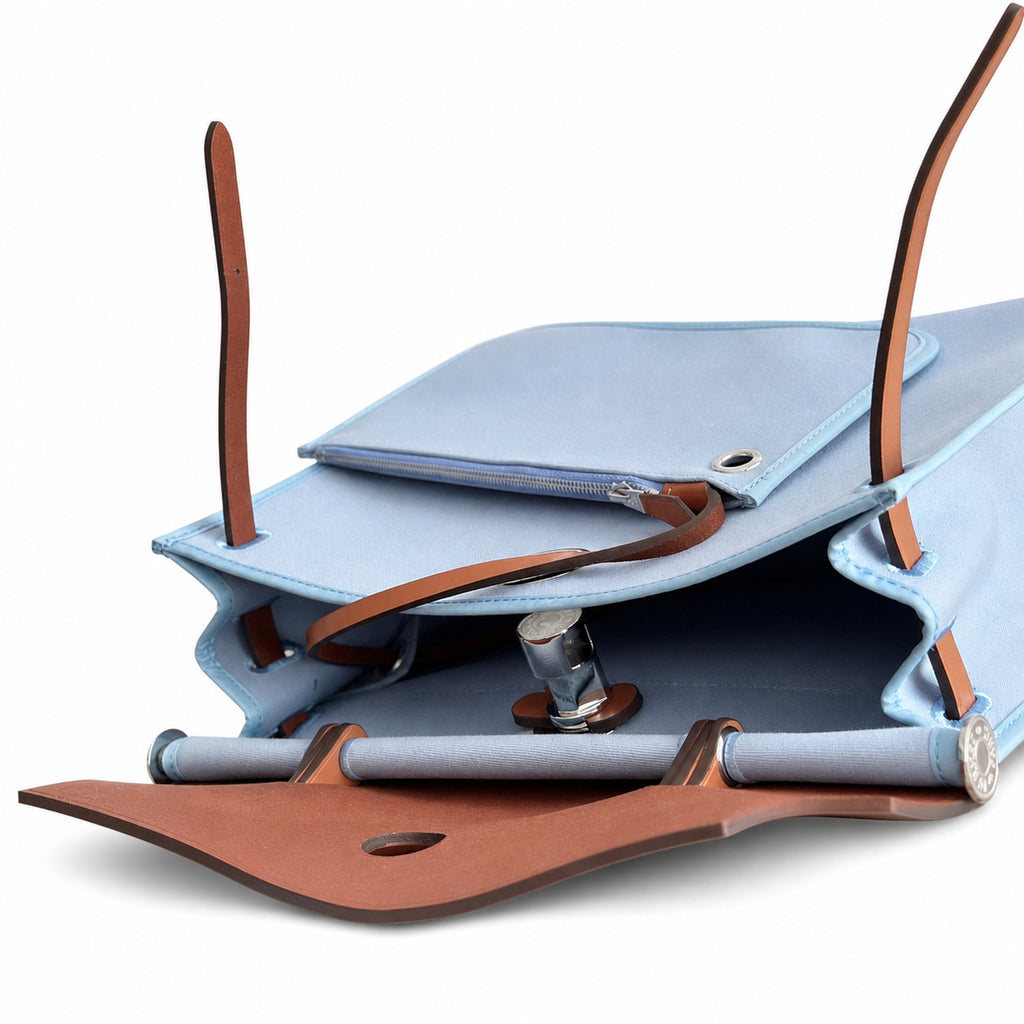 Herbag 31cm Saddle-Inspired Canvas Body with Leather Handle and Shoulder Strap — Timeless Saddle-Influenced Bag