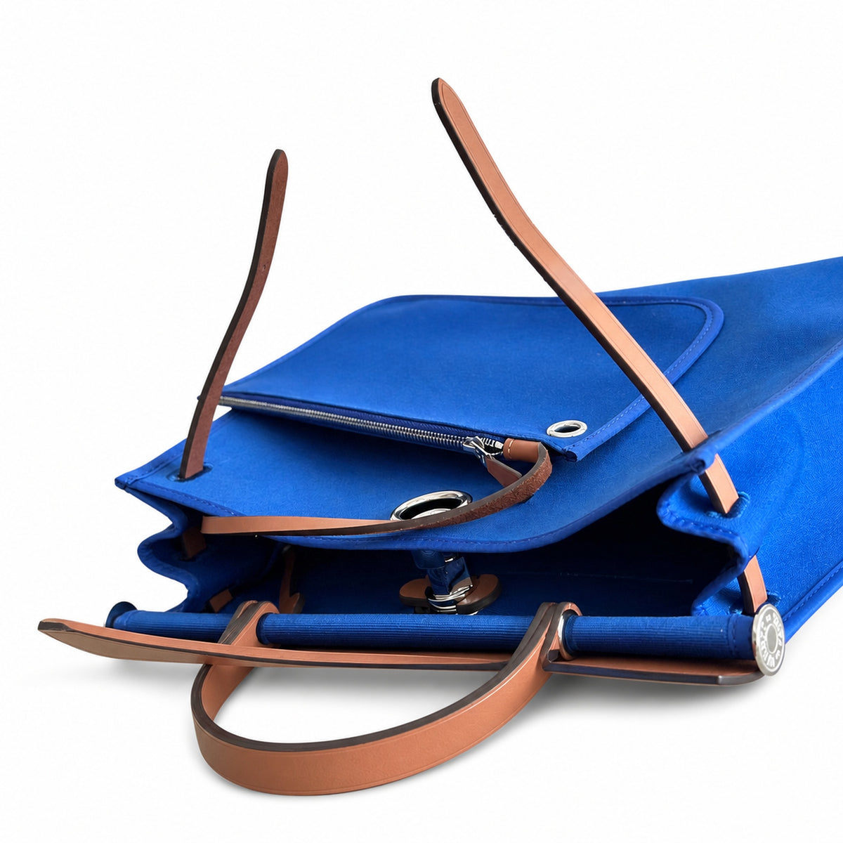 Distinctive Canvas Carry Style: Herbag 31cm Saddle-Inspired Canvas Body with Leather Handle and Shoulder Strap