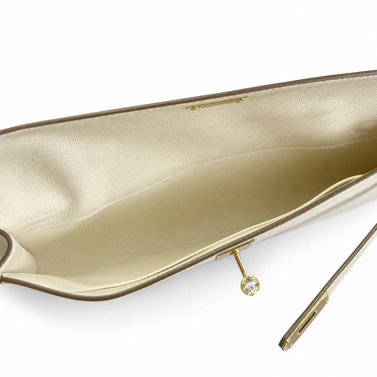Kelly Cut 31 Clutch Epsom Leather Milkshake White — Sophisticated Evening Clutch