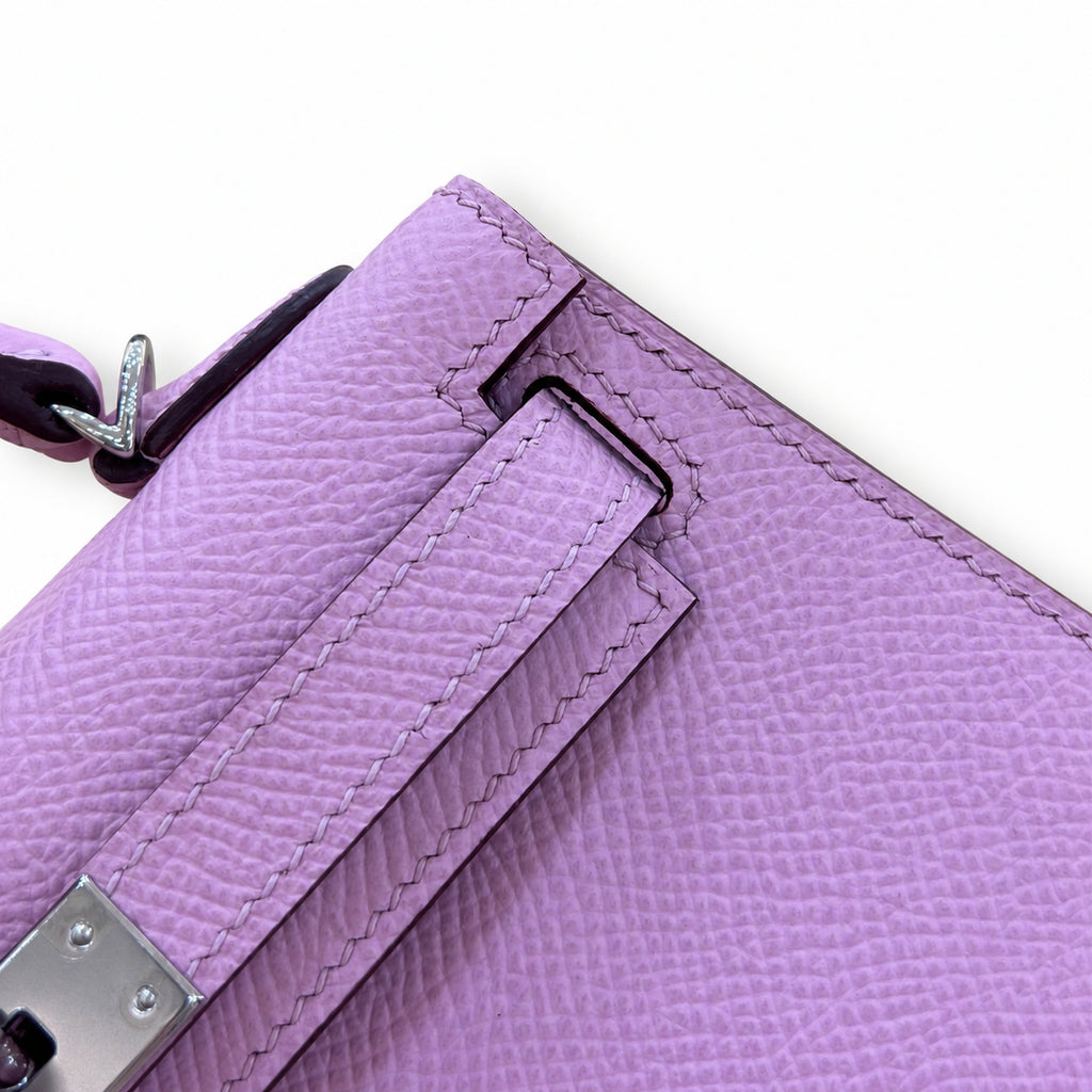 Versatile Mini Carry Design: Mini Kelly II 19cm Epsom Leather, mallow purple, Silver Buckle