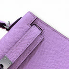 Versatile Mini Carry Design: Mini Kelly II 19cm Epsom Leather, mallow purple, Silver Buckle