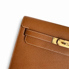 Kelly depeches25 Golden Brown Epsom Gold Buckle handmade men's — Sophisticated Compact Carry
