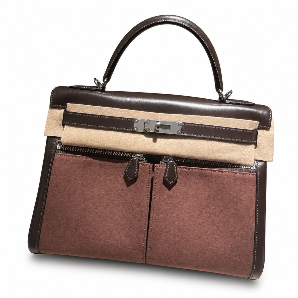 New limited edition 32Kelly Lakis BOX patchwork, ebony color Silver Buckle. The old money style series is low-key and noble. It exudes an elegant — Refined Lakis Carry Design
