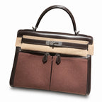 New limited edition 32Kelly Lakis BOX patchwork, ebony color Silver Buckle. The old money style series is low-key and noble. It exudes an elegant — Refined Lakis Carry Design