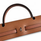 Canvas Shoulder Bag with Leather Accents: Herbag 31cm Saddle-Inspired Canvas Body with Leather Handle and Shoulder Strap