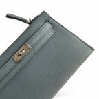 handmade Mini Kelly II 19cm imported Epsom Leather almond green Silver Buckle — Streamlined Mini Handbag