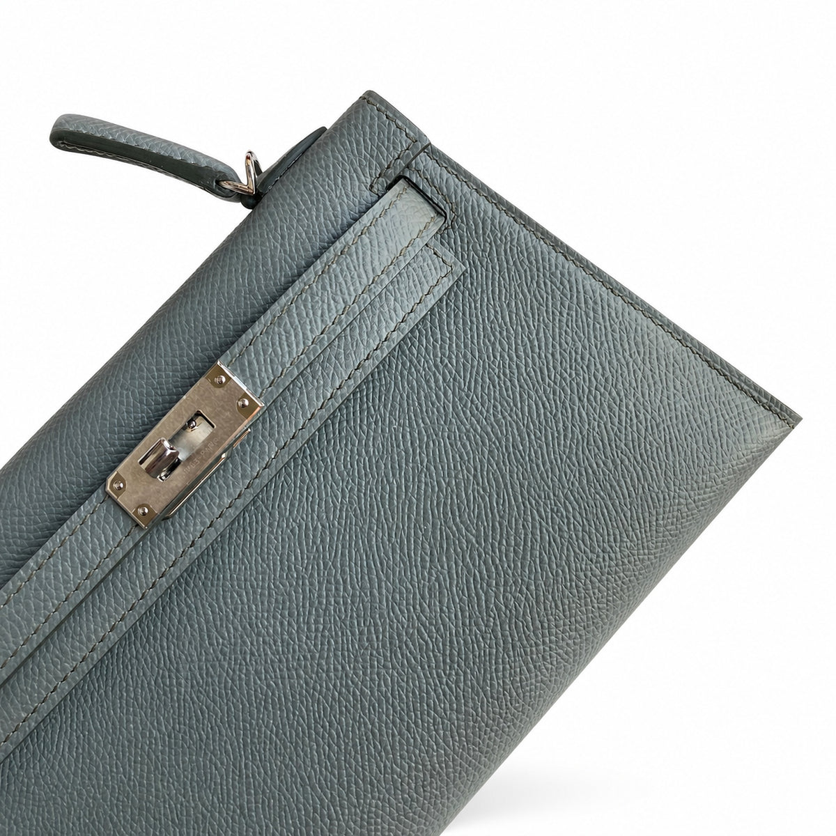 handmade Mini Kelly II 19cm imported Epsom Leather almond green Silver Buckle — Streamlined Mini Handbag
