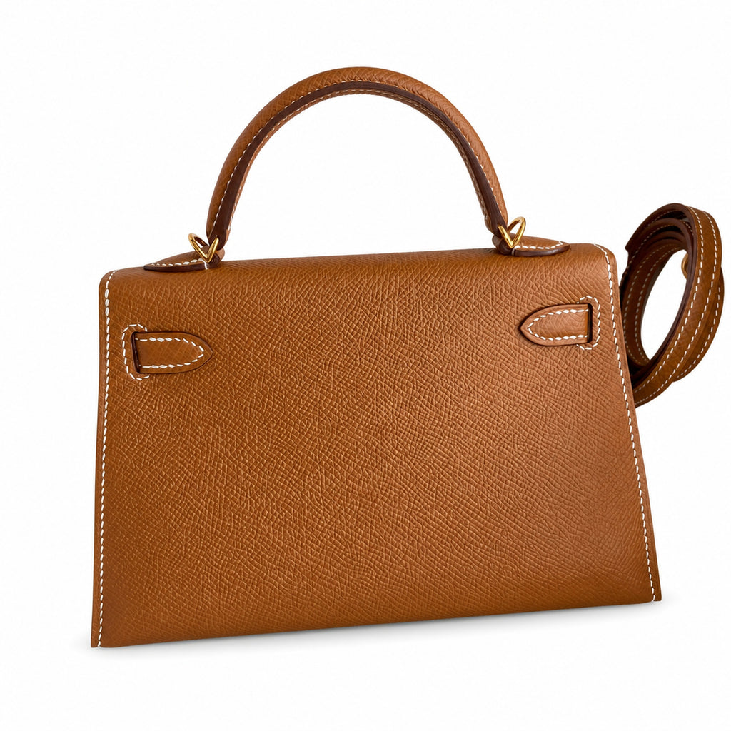 Mini Kelly II 19cm Epsom Leather, Golden Brown, Gold Buckle — Versatile Mini Carry Design