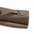 Kelly Double-Sided Epsom Leather in Elephant Gray with Silver Buckle — Polished Two-Sided Top-Handle Bag