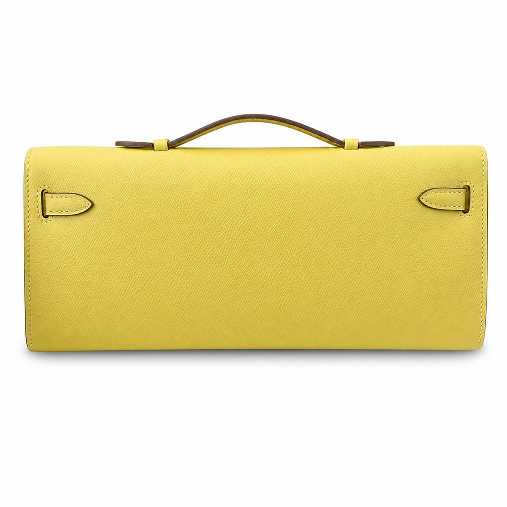 Kelly cut 31 clutch Epsom chick yellow Gold Buckle — Streamlined Evening Bag