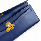 Kelly Cut 31 Clutch Epsom Leather Dark Blue — Slim Evening Clutch