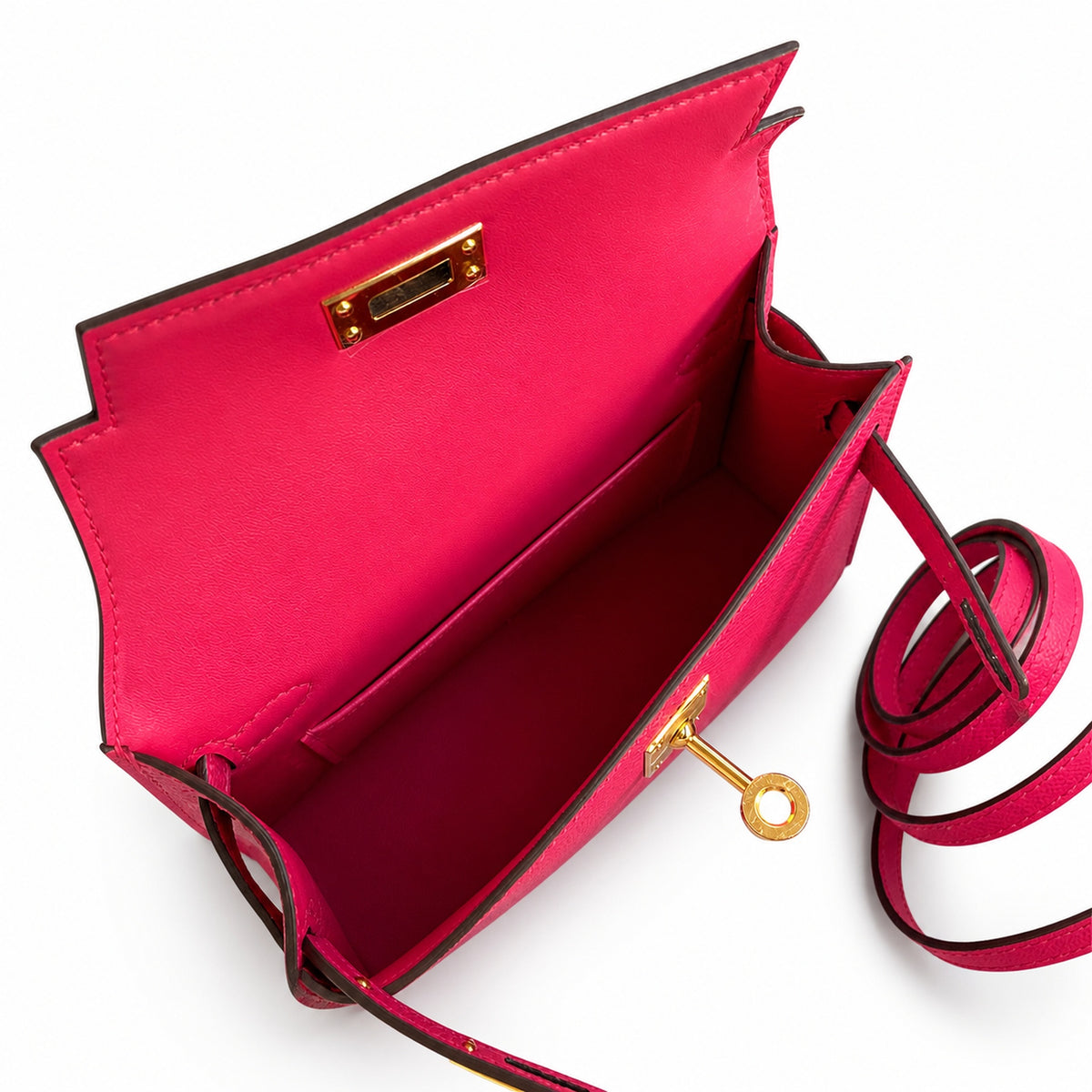 handmade Mini Kelly II 19cm imported Epsom Leather Pink Gold Buckle — Timeless Mini Top-Handle Design