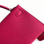 handmade Mini Kelly II 19cm imported Epsom Leather Pink Silver Buckle — Distinctive Petite Bag