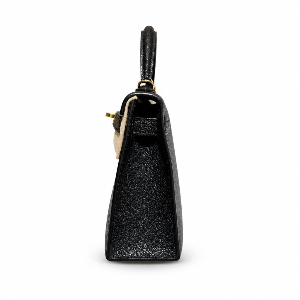 Mini Kelly II 19cm in Black Epsom Leather with Gold Buckle — Polished Compact Handbag