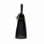 Mini Kelly II 19cm in Black Epsom Leather with Gold Buckle — Polished Compact Handbag