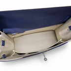 Kelly 32cm Epsom Leather 10 Craie Milkshake White R2 Blue Agate Bright Blue Top Handmade — Polished Structured Handbag