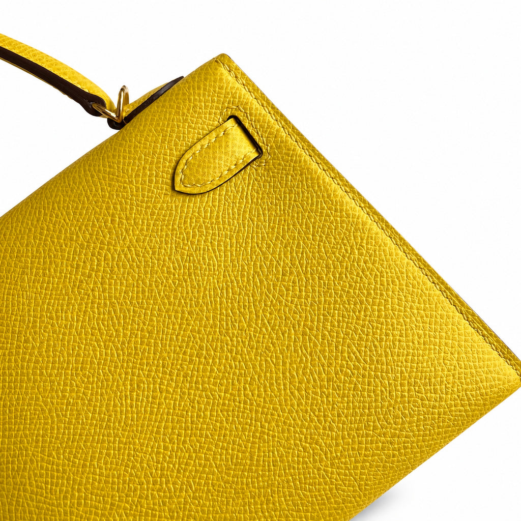 handmade Mini Kelly II 19cm imported Epsom Leather Naples Gold Buckle — Versatile Mini Carry Design