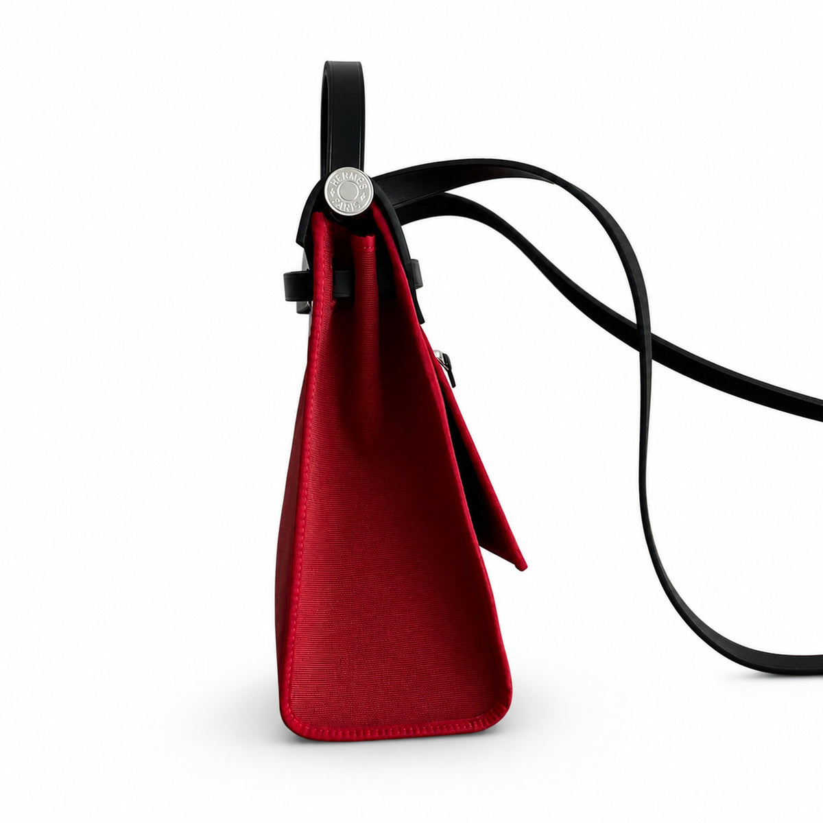 Herbag 31cm Saddle-Inspired Canvas Body with Leather Handle and Shoulder Strap — Canvas-and-Leather Top-Handle Style