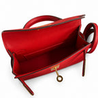 handmade Mini Kelly II 19cm imported Epsom Leather flag Red Gold Buckle — Distinctive Petite Bag