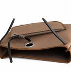 Refined Canvas Body with Leather Details: Herbag 31cm Saddle-Inspired Canvas Body with Leather Handle and Shoulder Strap