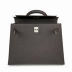 Kelly 25 pewter gray Epsom Silver Buckle fully handmade with wax thread — Sophisticated Carry Design