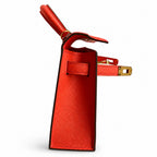 handmade Mini Kelly II 19cm imported Epsom Leather Texas Pink Gold Buckle — Versatile Mini Carry Design